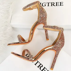 High Heels Women Pumps Sparkle Sequins Stiletto Heels 10 Cm Party Shoes