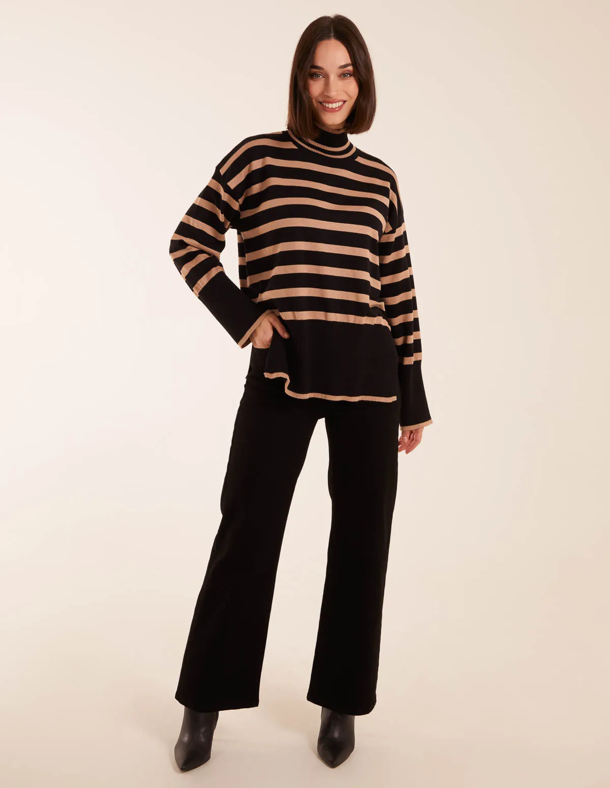 High Neck Ribbed Stripe Jumper