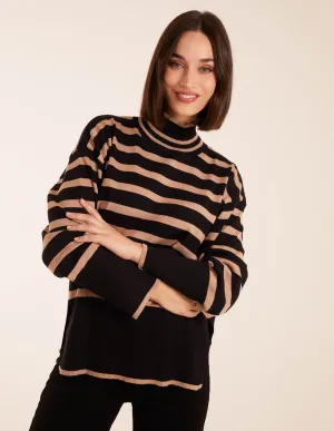 High Neck Ribbed Stripe Jumper