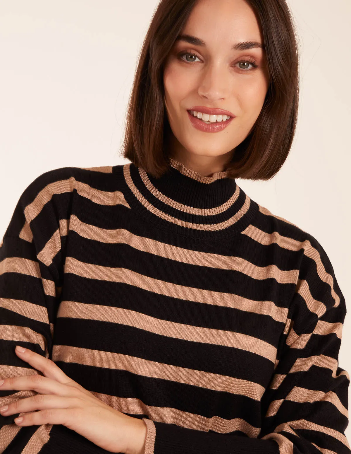 High Neck Ribbed Stripe Jumper