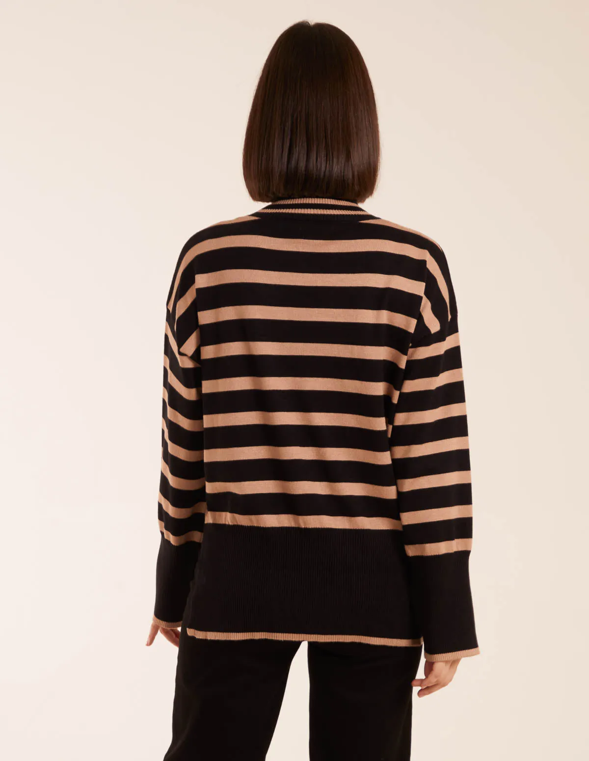 High Neck Ribbed Stripe Jumper