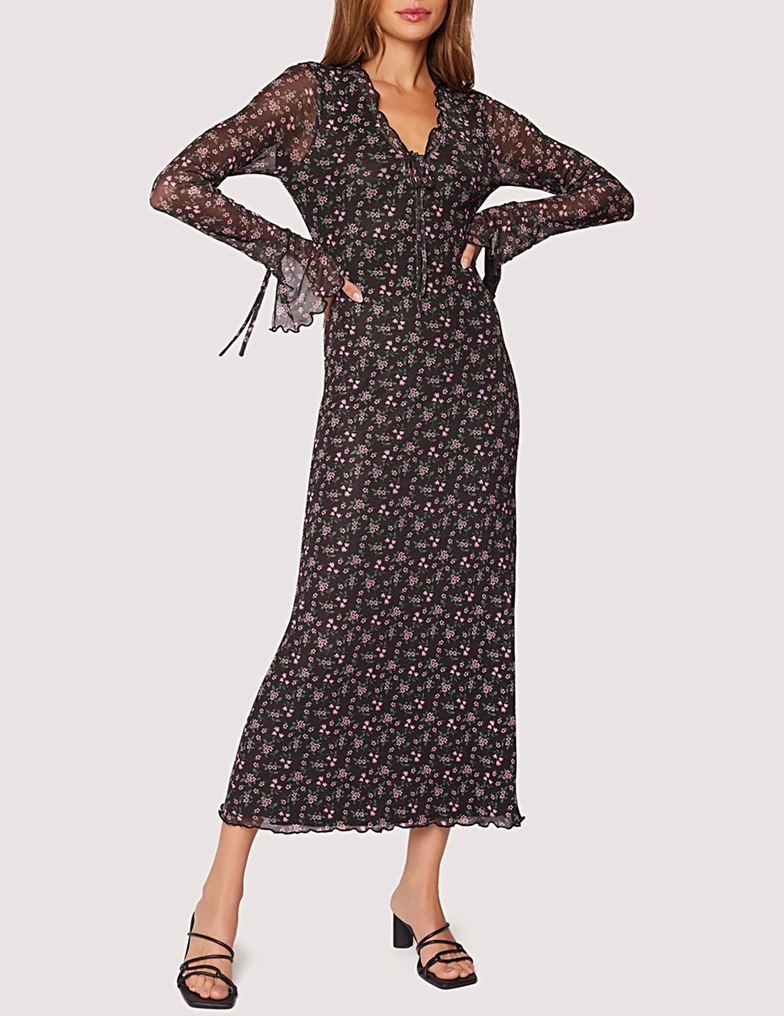 Isabella Floral Mesh Midi Dress