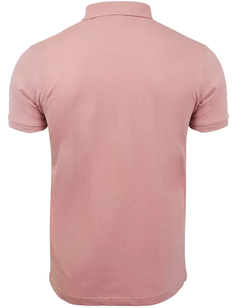 JuliusG Jersey Polo Shirt With Chest Pocket in Dusky Pink