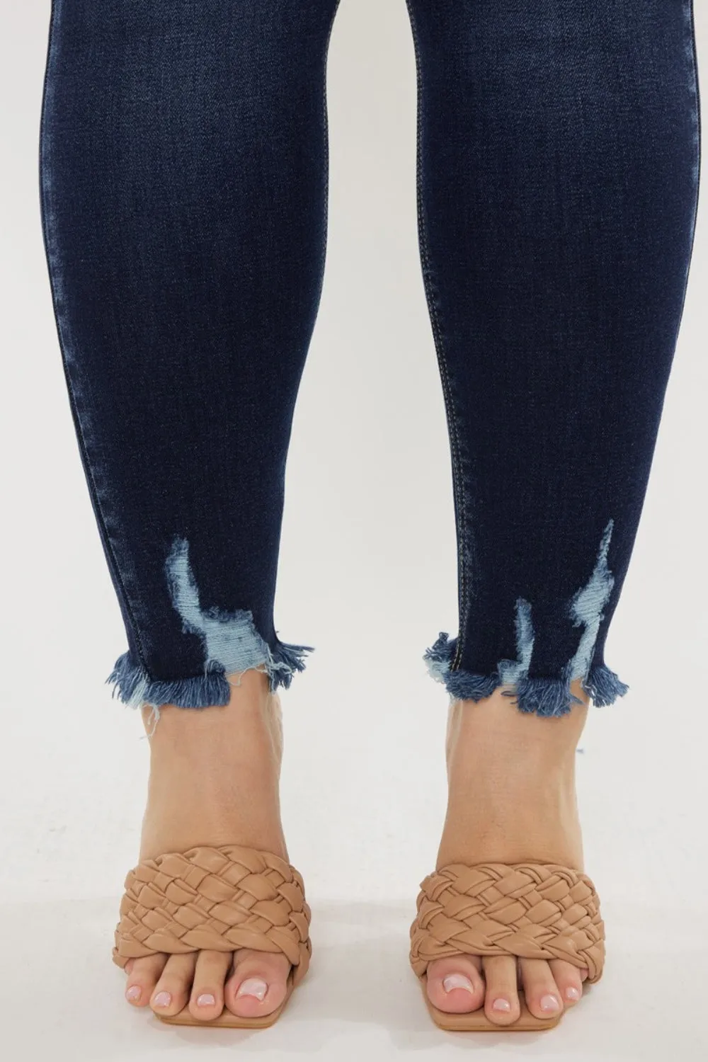 Kancan Full Size Raw Hem High Waist Jeans. Inseam 29"