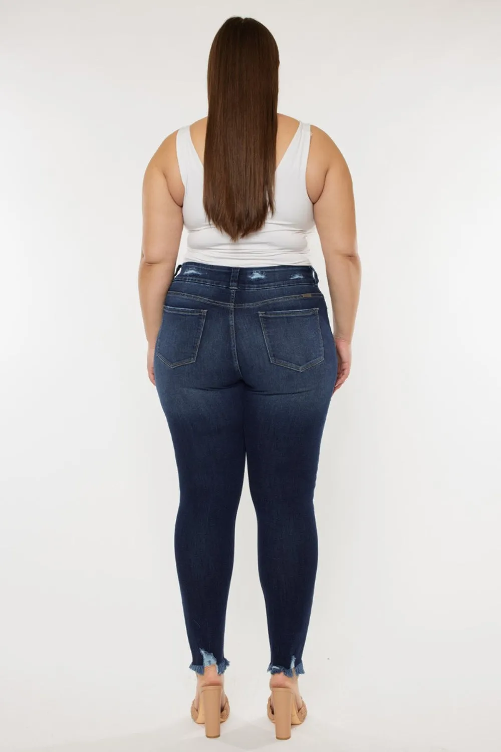 Kancan Full Size Raw Hem High Waist Jeans. Inseam 29"