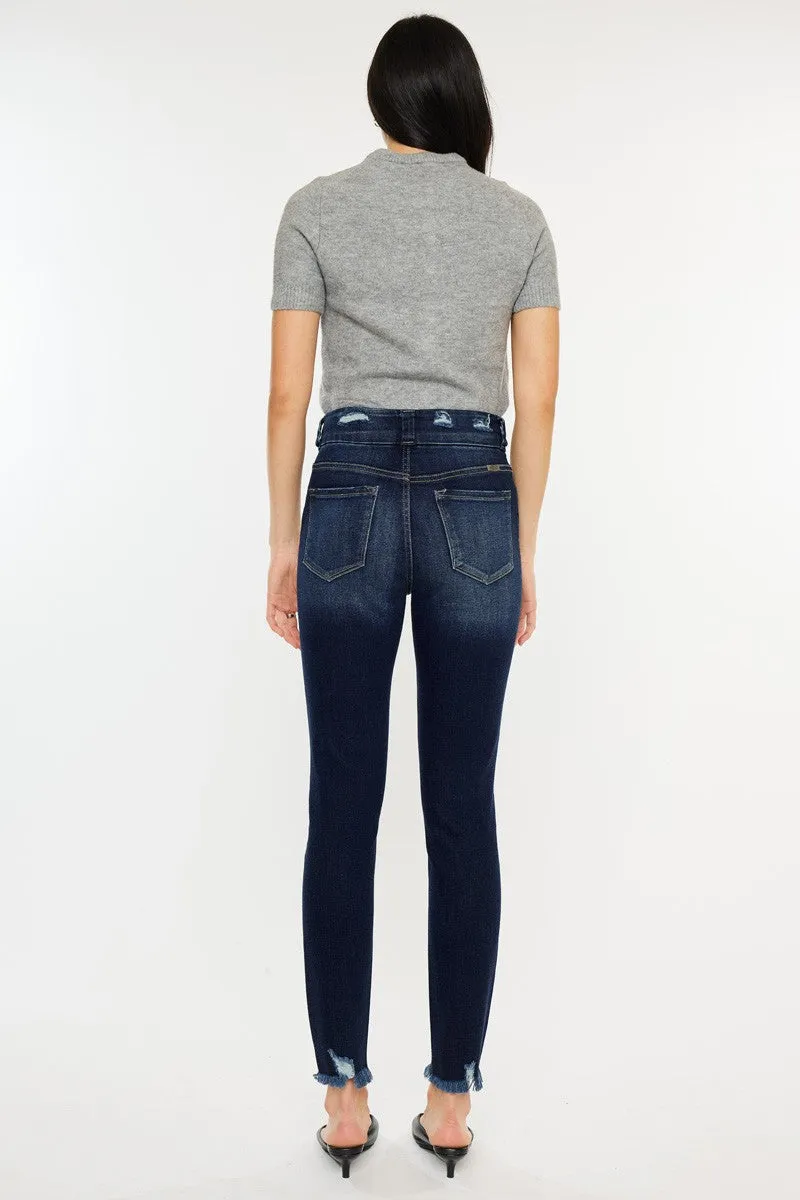 Kancan Full Size Raw Hem High Waist Jeans. Inseam 29"