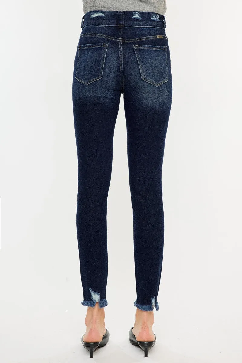 Kancan Full Size Raw Hem High Waist Jeans. Inseam 29"
