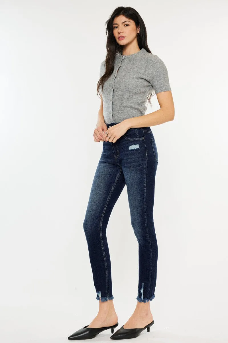 Kancan Full Size Raw Hem High Waist Jeans. Inseam 29"