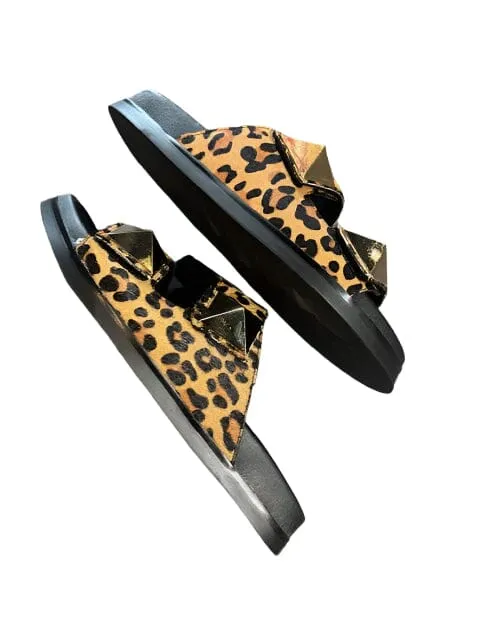 LEOPARD PRINT SLIP ON SANDAL