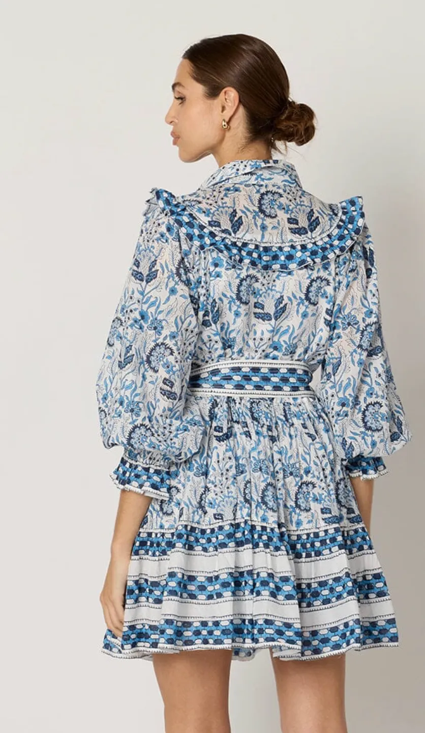 Lotte Mini Dress in Vintage Blue