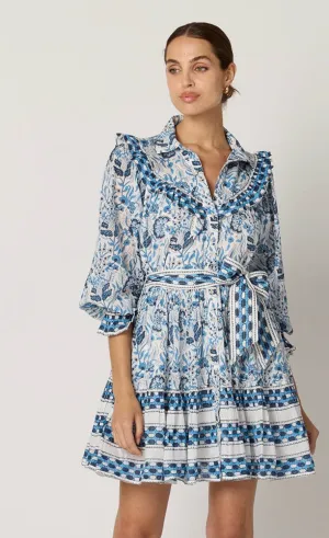 Lotte Mini Dress in Vintage Blue