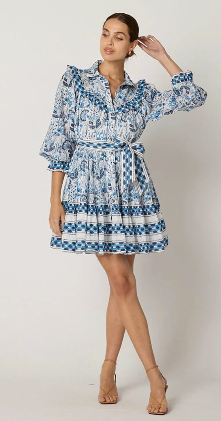 Lotte Mini Dress in Vintage Blue