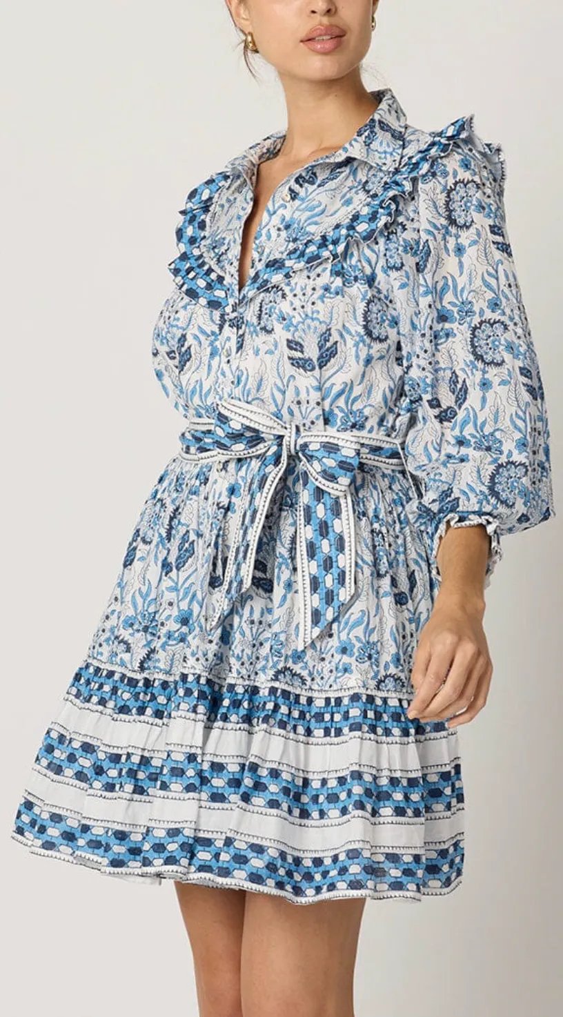 Lotte Mini Dress in Vintage Blue