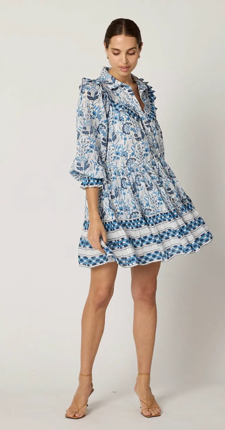 Lotte Mini Dress in Vintage Blue