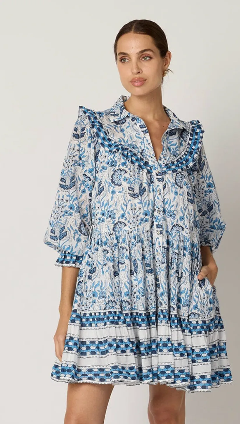 Lotte Mini Dress in Vintage Blue
