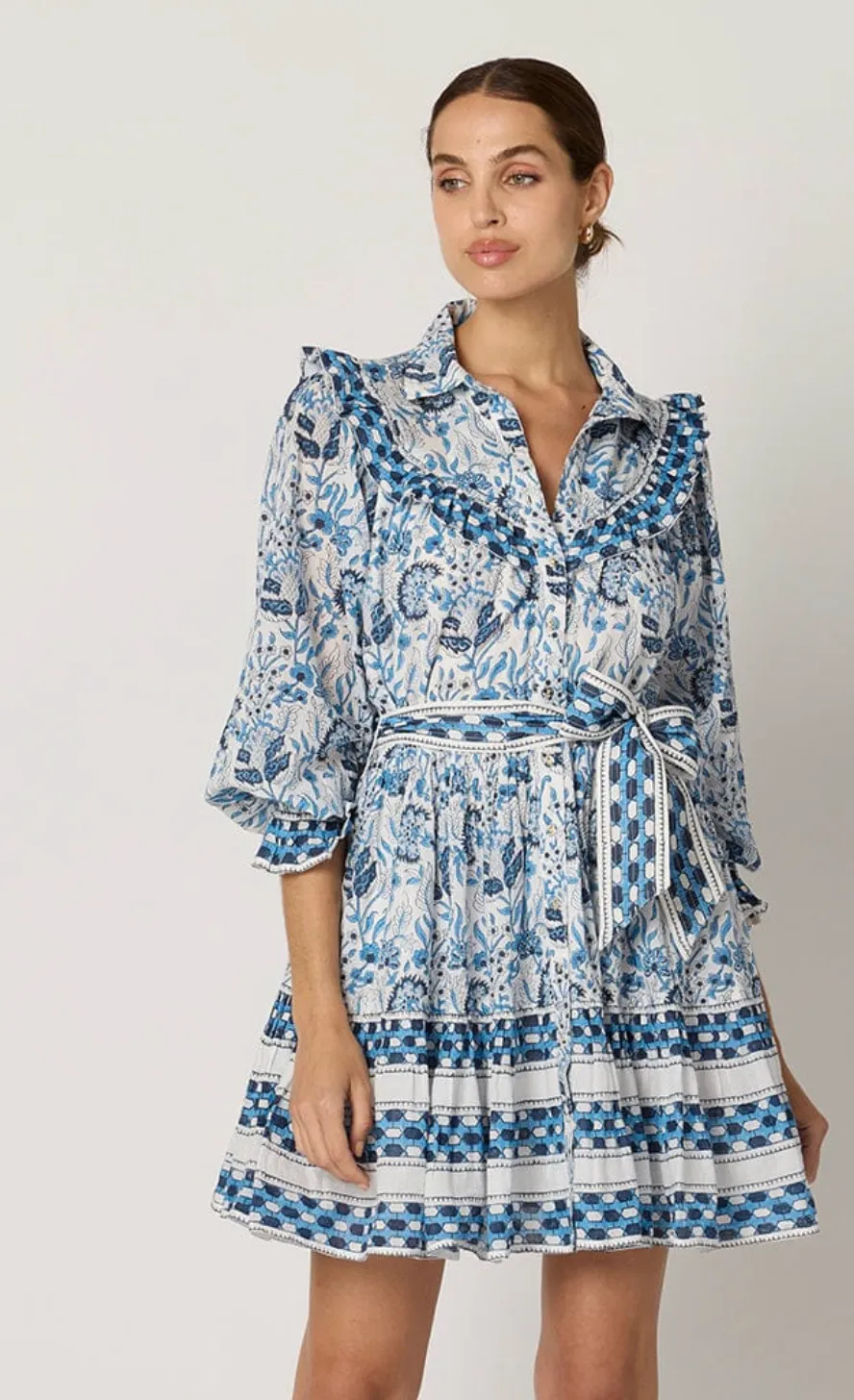 Lotte Mini Dress in Vintage Blue