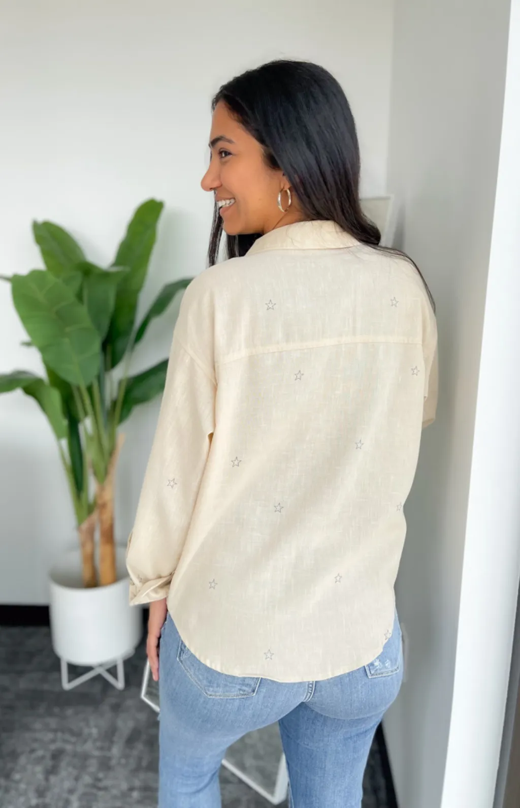 Madison Button Front Star Top
