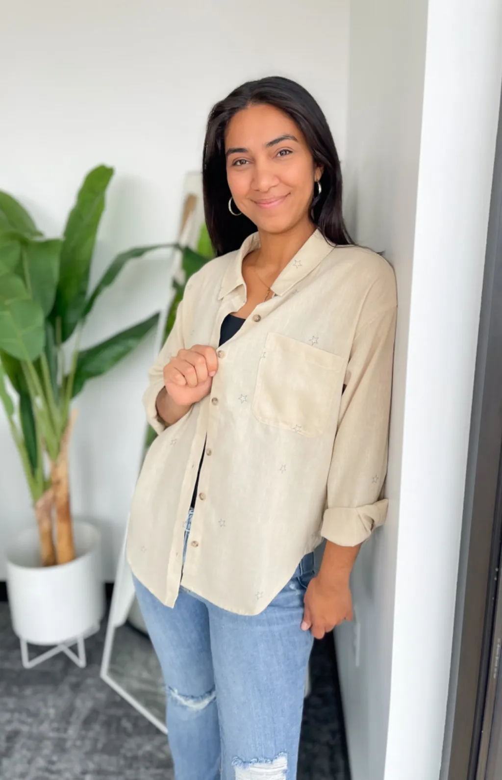 Madison Button Front Star Top