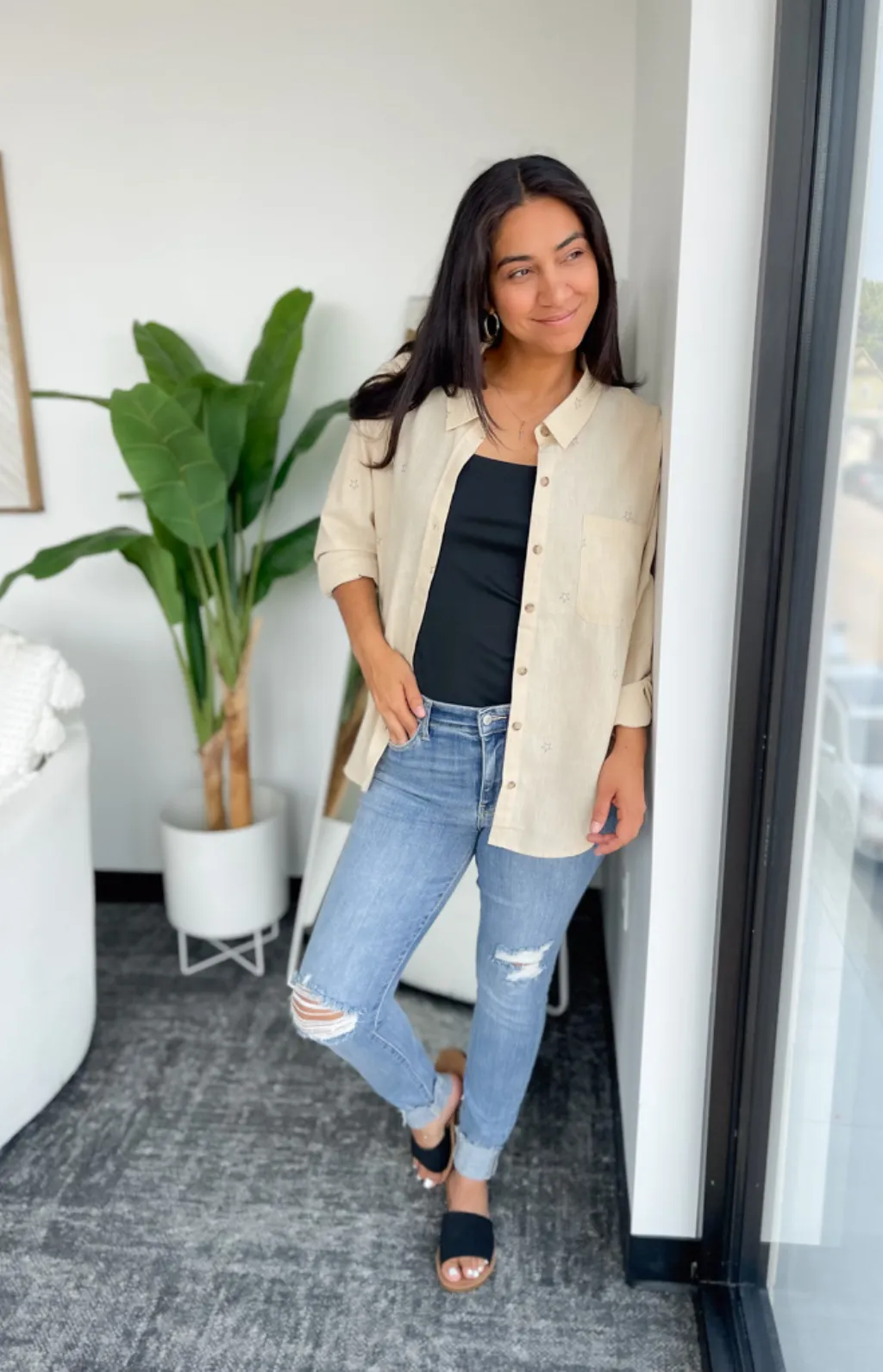 Madison Button Front Star Top
