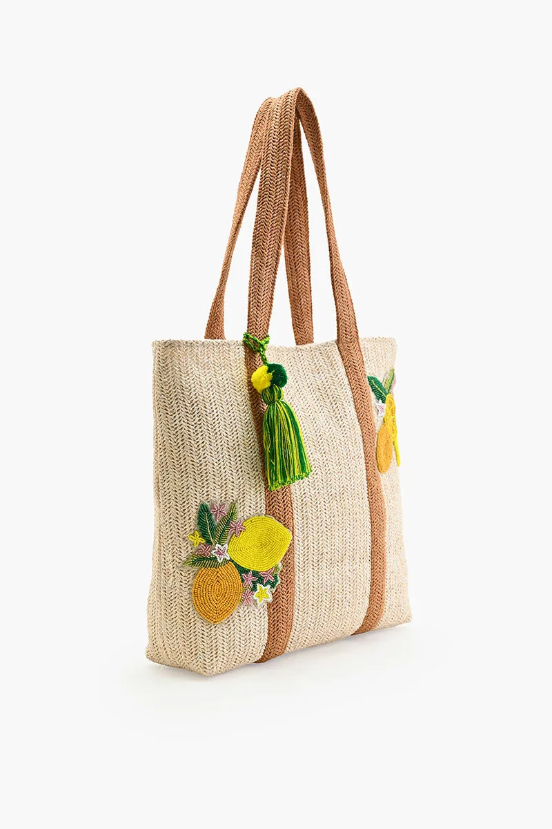 Make Lemonade Raffia Tote