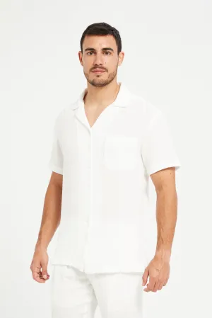 Men White Resort Collar Shirt