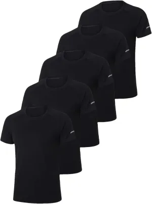 Men's 5-Pack Quick-Dry T-Shirt, Loose Fit Gym Running Outdoor Sportswear