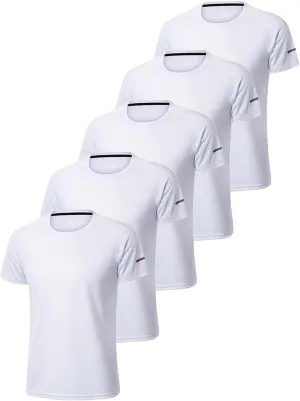 Men's 5-Pack Quick-Dry T-Shirt, Loose Fit Gym Running Outdoor Sportswear