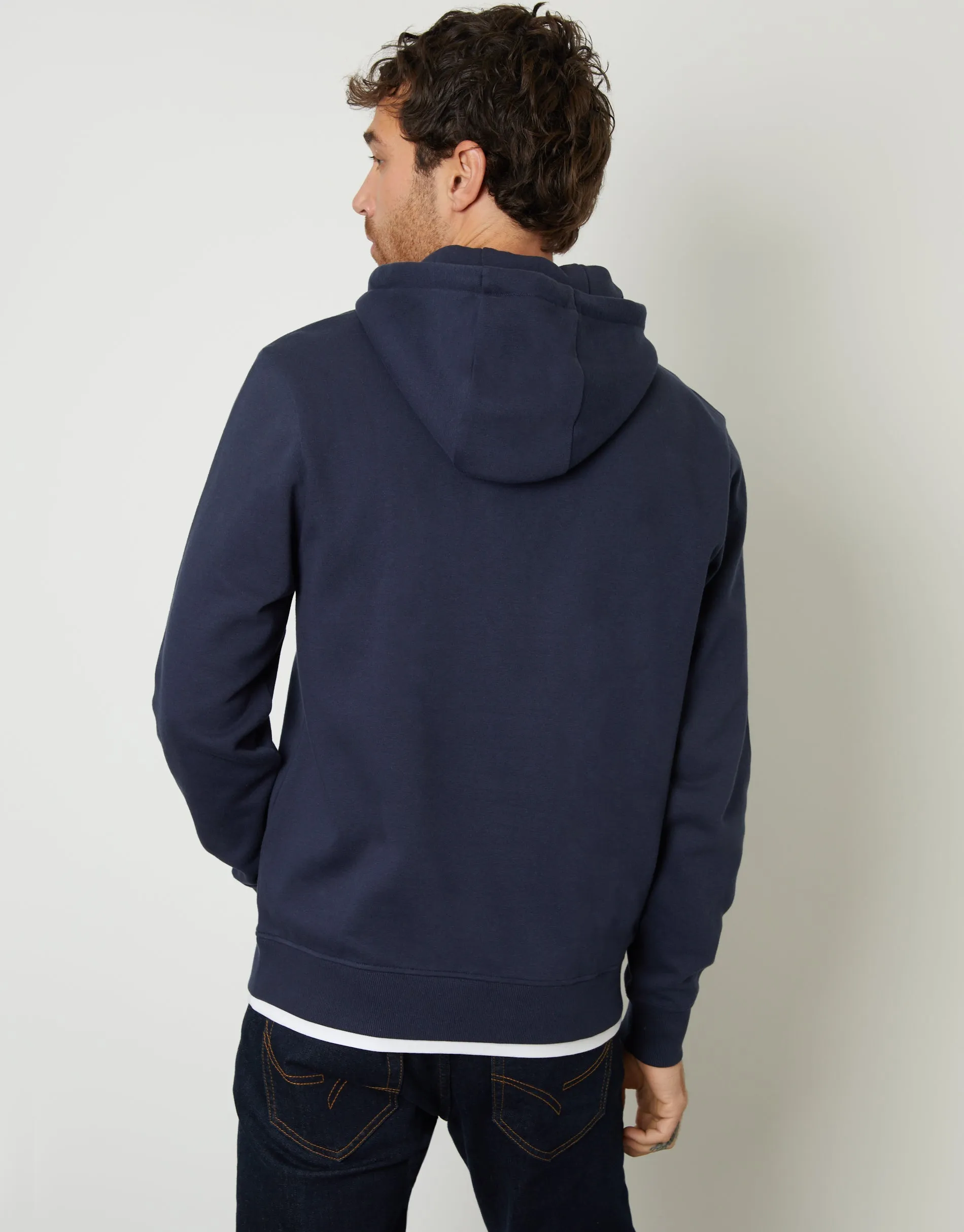 Men's Navy Mock T-Shirt Pullover Hoodie