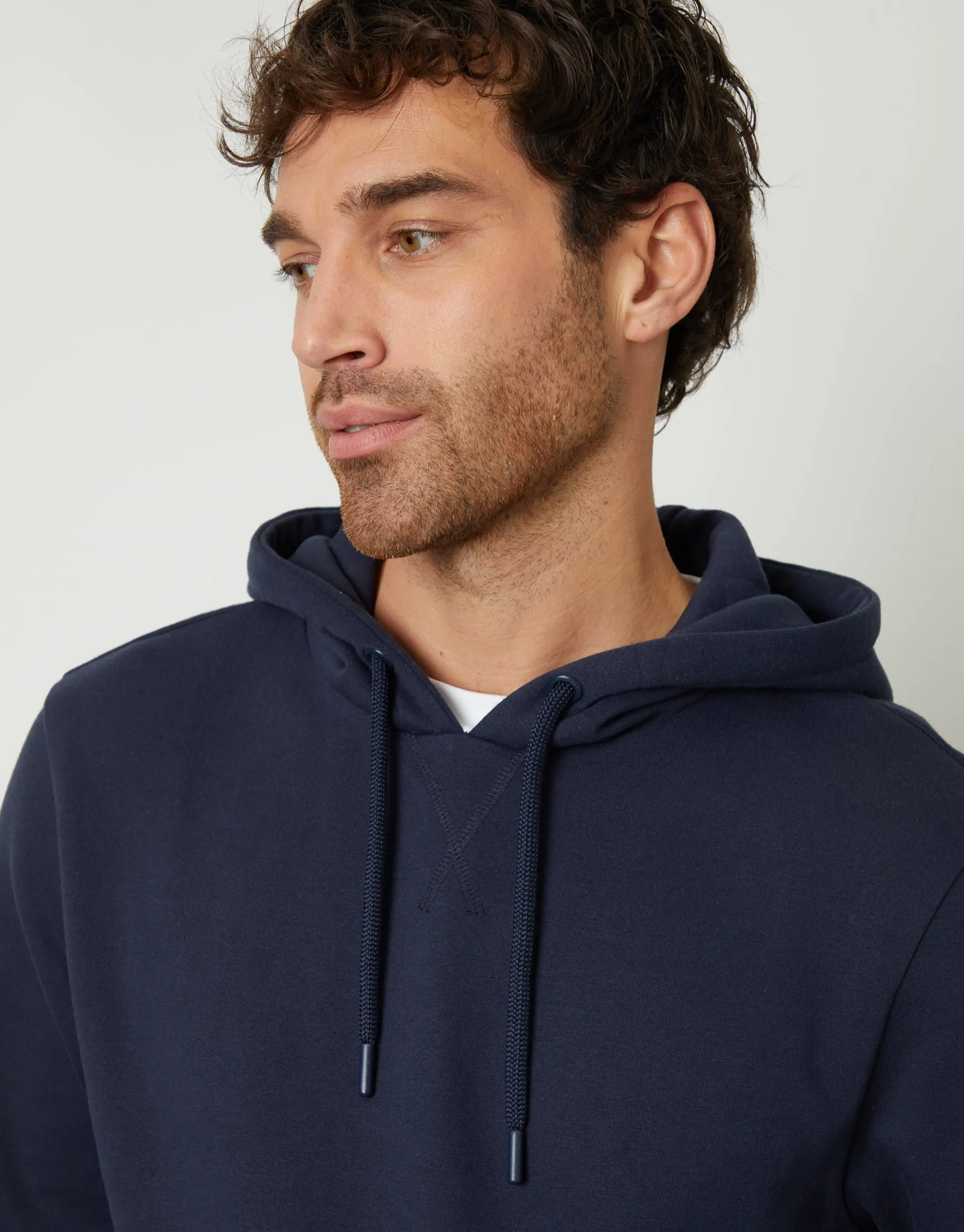 Men's Navy Mock T-Shirt Pullover Hoodie