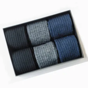 Merino Wool Mid-Calf Dress Socks - 6 Pair Gift Box
