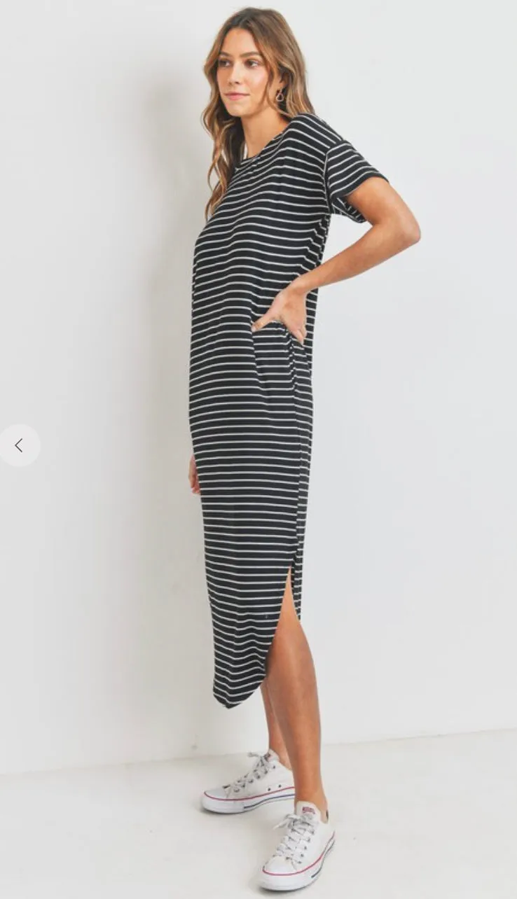 Mica Midi T Shirt Dress- Black