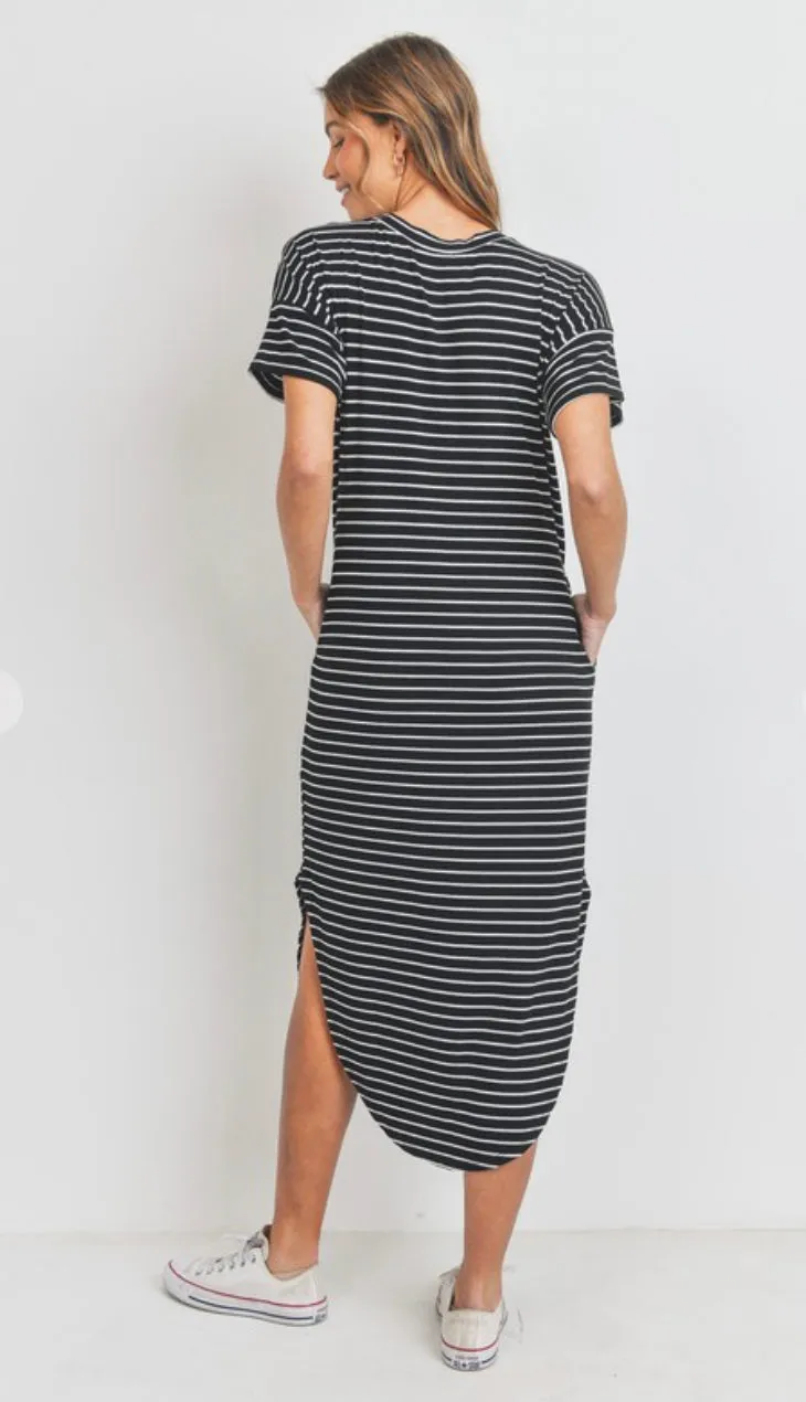 Mica Midi T Shirt Dress- Black