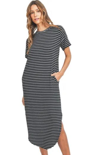 Mica Midi T Shirt Dress- Black