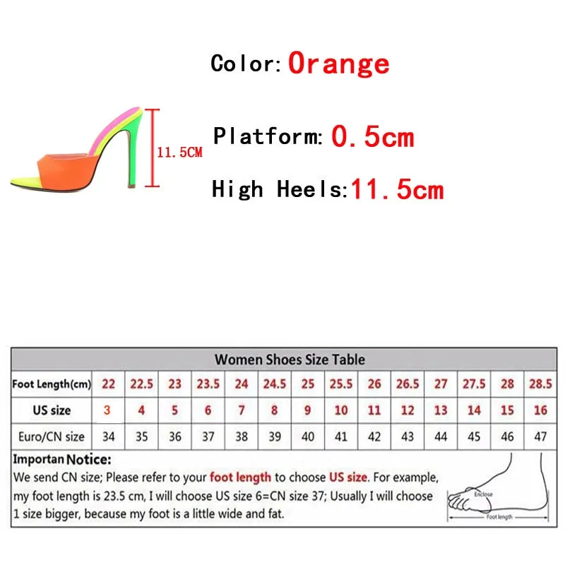 Mixed Color Pointed Toe High Heels