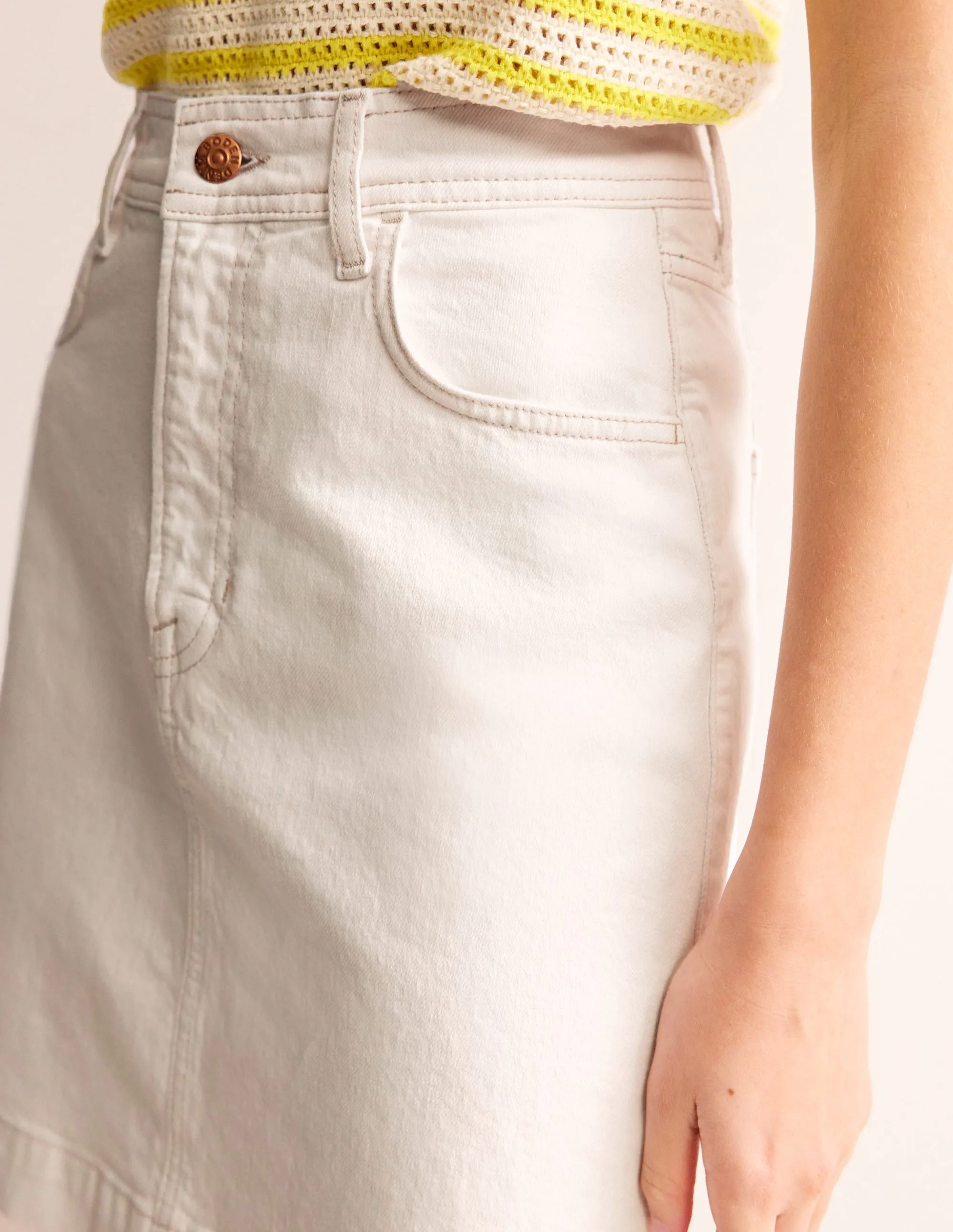 Nell Denim Mini Skirt-White