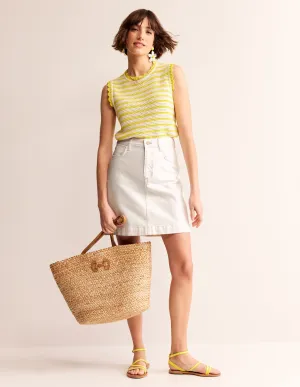 Nell Denim Mini Skirt-White