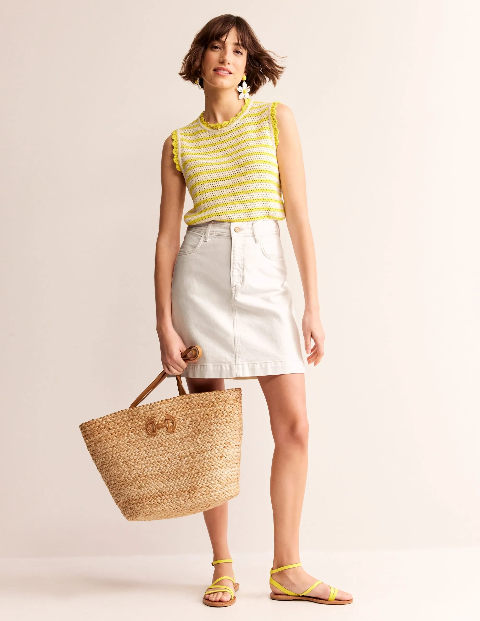 Nell Denim Mini Skirt-White