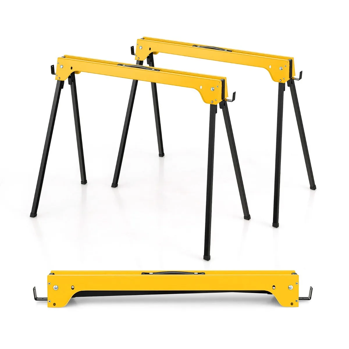 NNECW Pack of 2 Folding Sawhorses with Convenient Handle and  Lightweight Tool Stands for Indoor/Outdoor Use