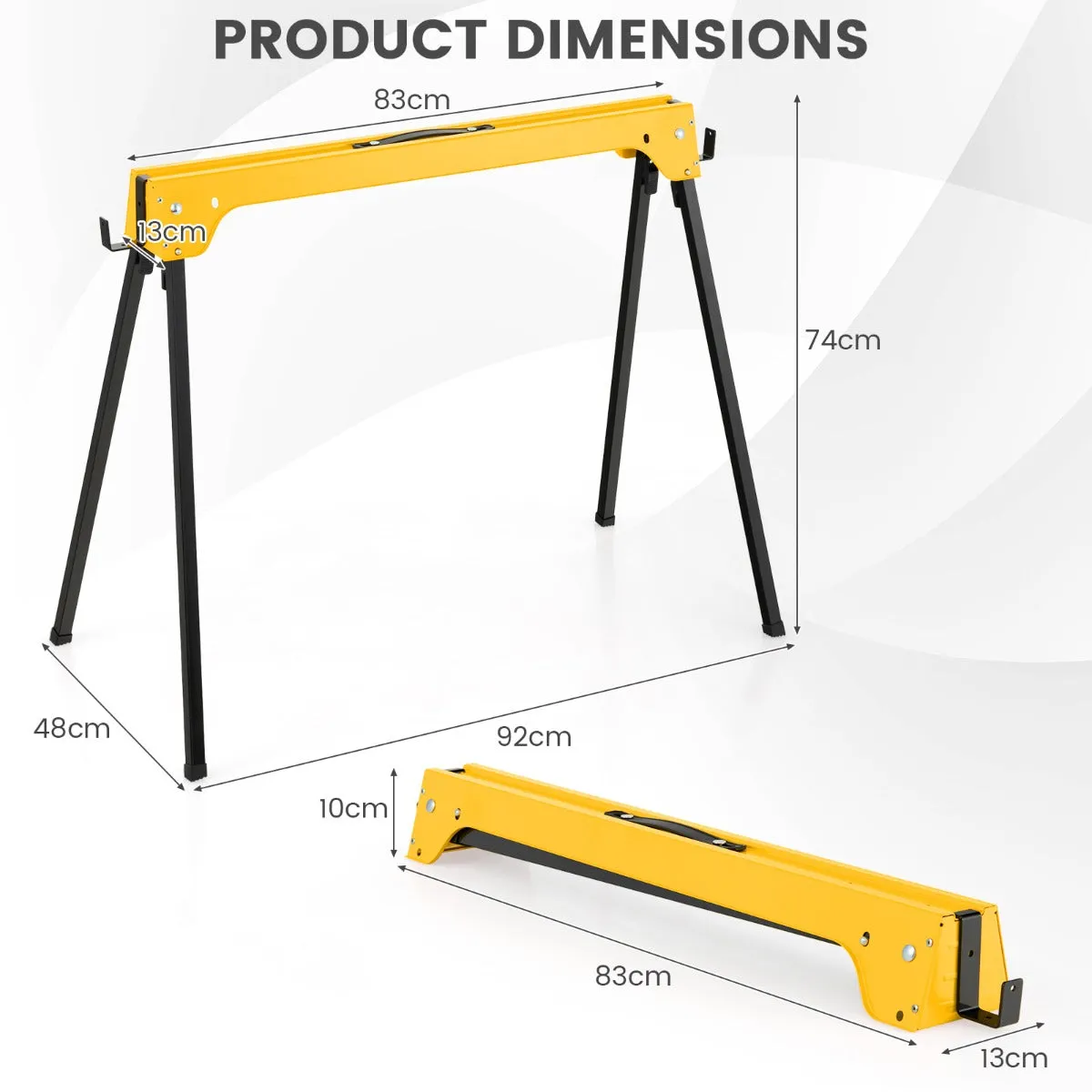 NNECW Pack of 2 Folding Sawhorses with Convenient Handle and  Lightweight Tool Stands for Indoor/Outdoor Use
