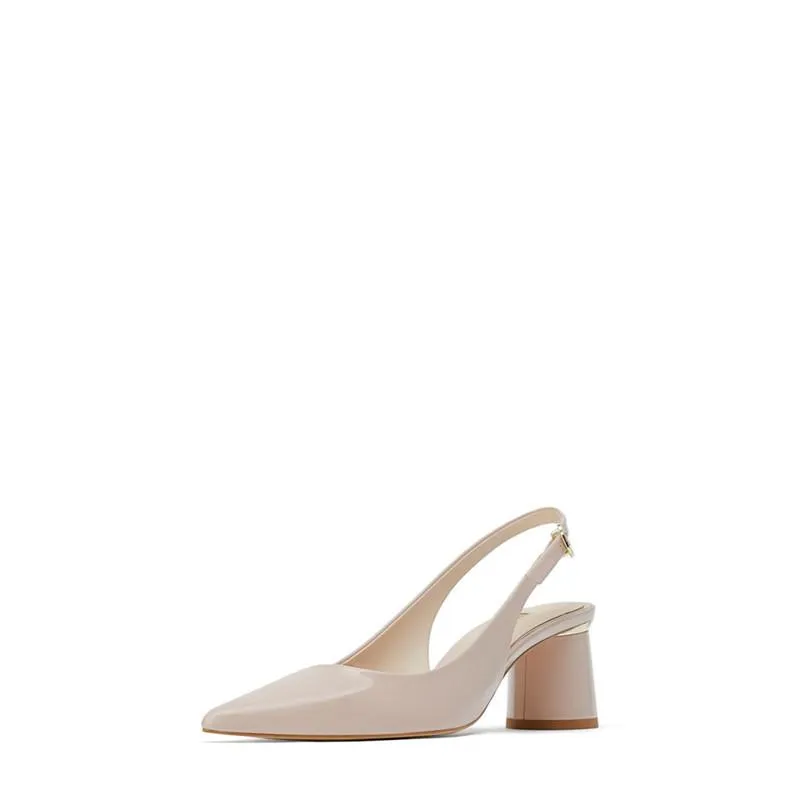 Nude Block Heels Dew Heel Low-Cut High Heels Summer Mid Heel Pumps