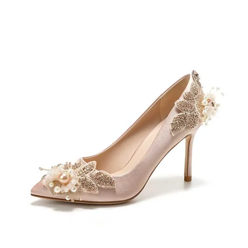 Nude Heels for Wedding Crystal Shoes High Heels