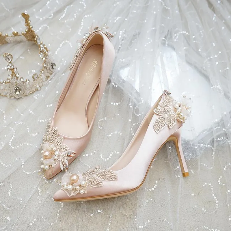 Nude Heels for Wedding Crystal Shoes High Heels