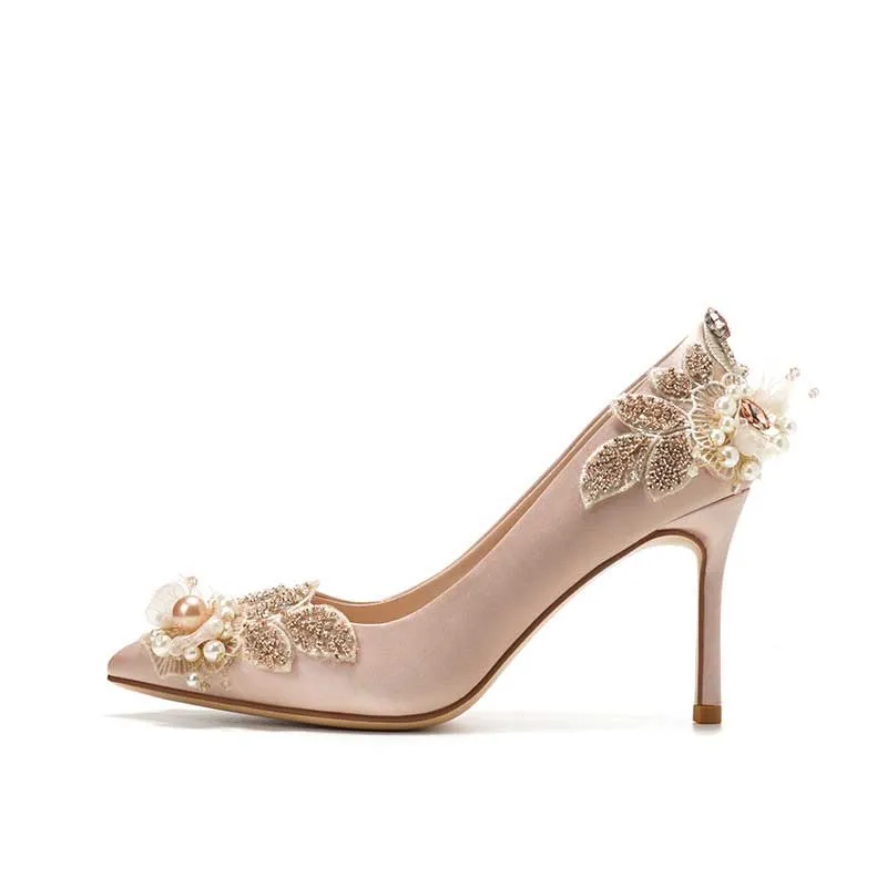 Nude Heels for Wedding Crystal Shoes High Heels