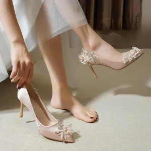 Nude Heels for Wedding Crystal Shoes High Heels