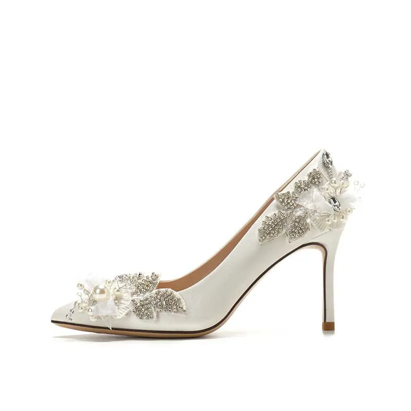 Nude Heels for Wedding Crystal Shoes High Heels