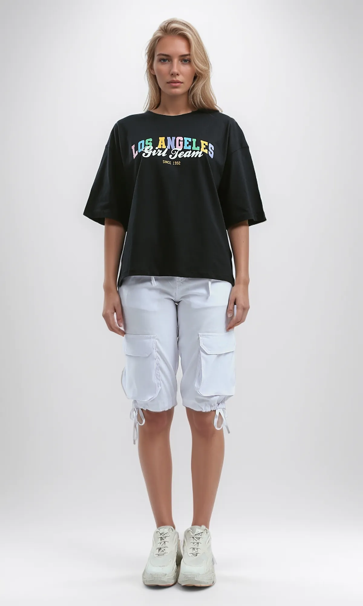 O192302 Black Printed Tee With Front "Los Angeles" Print