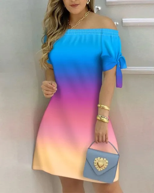 Off-shoulder Spring Mini Dress
