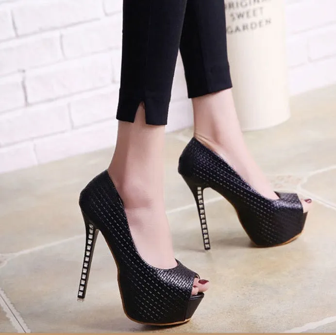 Open Toe Platform Rhinestone Super Stiletto High Heels Sandals