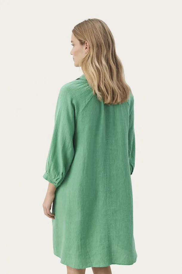 Part Two Erona linen dress Green Spruce