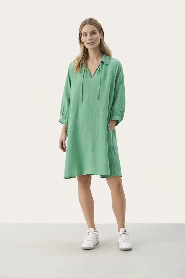 Part Two Erona linen dress Green Spruce